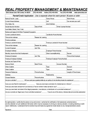 Fillable Online REAL PROPERTY MANAGEMENT & MAINTENANCE Fax Email Print ...
