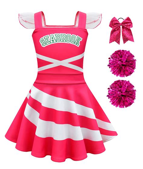 Buy Girls Cheerleader Costume With Pom Poms Cheerleader Dress Up Kids ...