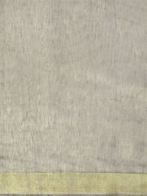 Grey Golden Dual-Tone Handwoven Handcrafted Solid Saree – Kalakari India
