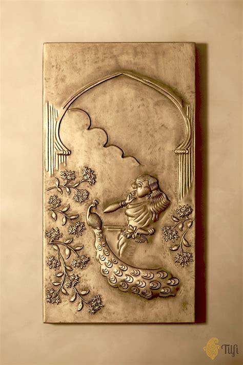 'Meghdoot' Brass Metal Repousse Wall Art - Tilfi