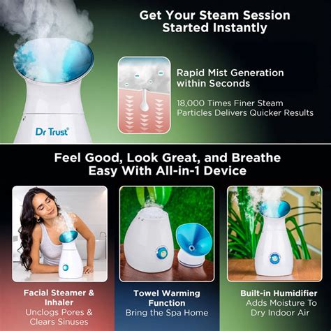Dr Trust USA 3-in-1 Facial Steamer Vaporizer | Nano Ionic Steamer
