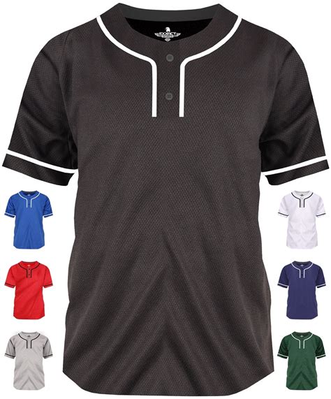 Exxact Sports Blank Baseball Jersey Men, 2-Button Plain Baseball Jersey ...