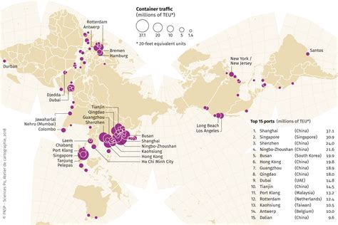 The top 100 container ports in the world, 2016 - World Atlas of Global ...