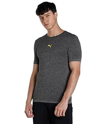 Buy Puma Men's Printed Slim Fit T-Shirt (52357401_Black at Amazon.in
