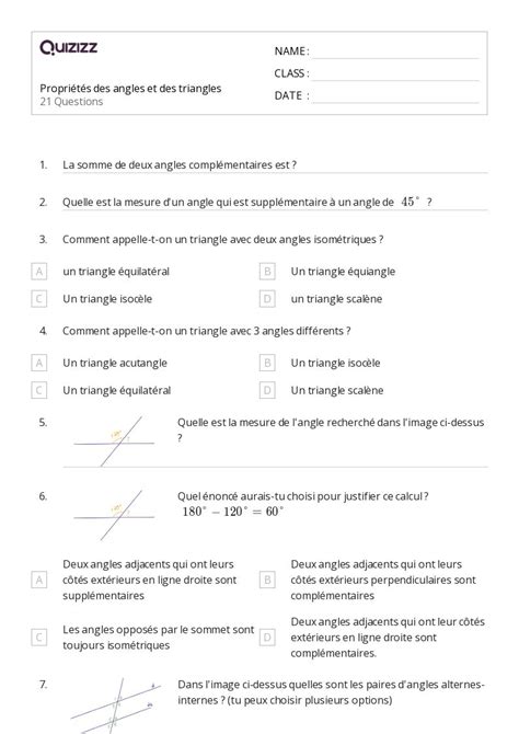 50+ Angles worksheets for 6th Class on Quizizz | Free & Printable