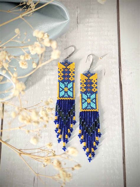 Blue Turquoise Fringe Handmade Beaded Earrings – Risham Jewelry