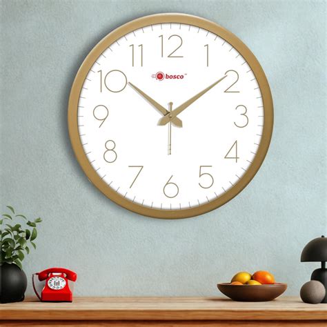 Buy Bosco Decorative Non Ticking Silent, White face with Golden Frame ...