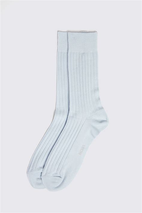 Light Blue Fine Ribbed Socks | Buy Online at Moss