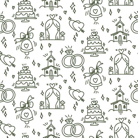 Wedding background. Seamless pattern with wedding items for timing ...