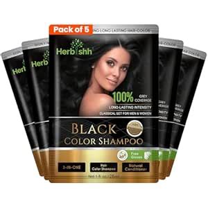 Buy Herbishh Black Hair Dye Shampoo (25ml x 5 Sachets) | 100% Grey ...