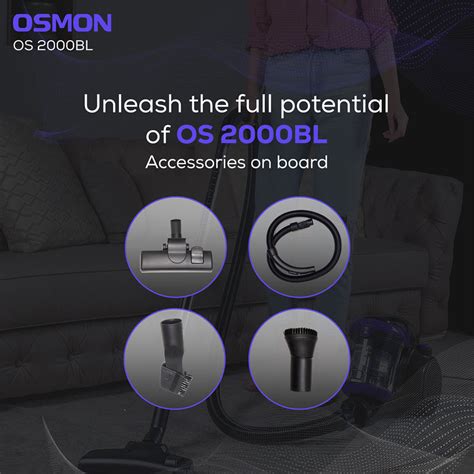 OS2000BL 2000 Watt Bagless Cyclonic Vacuum Cleaner with HEPA Filter