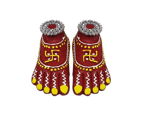 Buy Kraftiques Teracota Laxmi Ji Charan Handpainted, Silver Stone Work ...