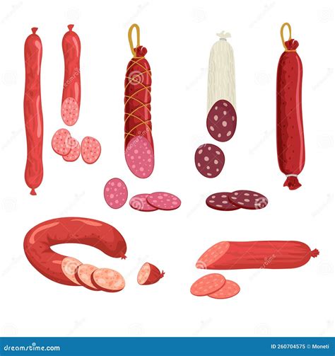 Salami, Pepperoni Smoked Sausage, Beef Meat and Ham Farm or Butcher ...