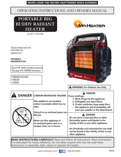 MR HEATER MH18B Big Buddy Pro Series Propane Heater Owner's Manual