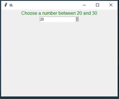 Python Tkinter Spinbox Widget example