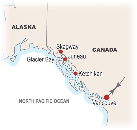 Alaska inside passage cruise route map