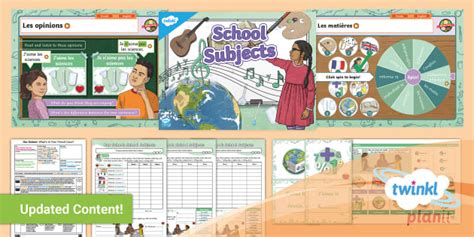 School subjects in French - School Subjects Lesson Pack