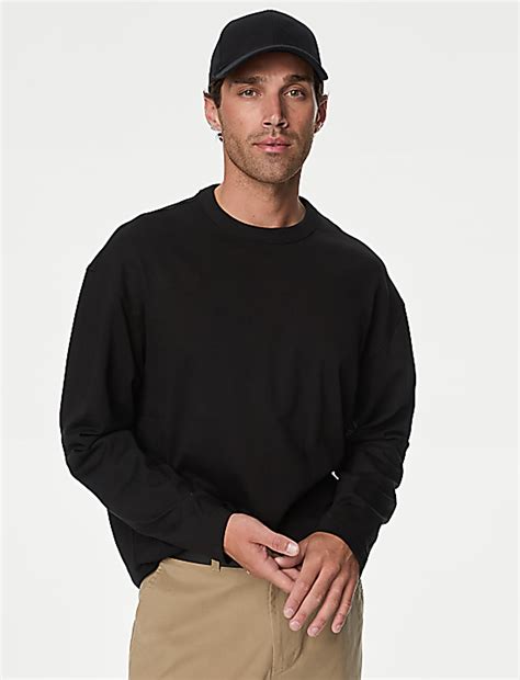 Buy Pure Cotton Long Sleeve Oversized T-Shirt at Marks & Spencer