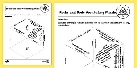 Rocks and Soils Review Vocabulary Puzzle (teacher made)