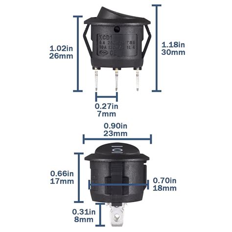 VEXUNGA Round Rocker Switch 12V Black On Off On Mini Circle India | Ubuy