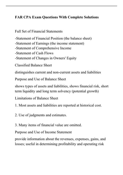 FAR CPA Exam Questions With Complete Solutions - FAR CPA - Stuvia US