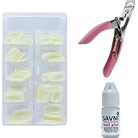 Buy SAVNI combo of 100 pieces White acrylic nail extensions, Nail art ...