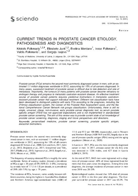 Current Trends in Prostate Cancer Etiology Pathoge - EPIDEMIOLOGY ...