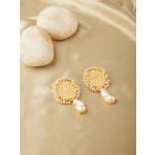 Gold Toned Wine Handcrafted Alloy Metal Earrings