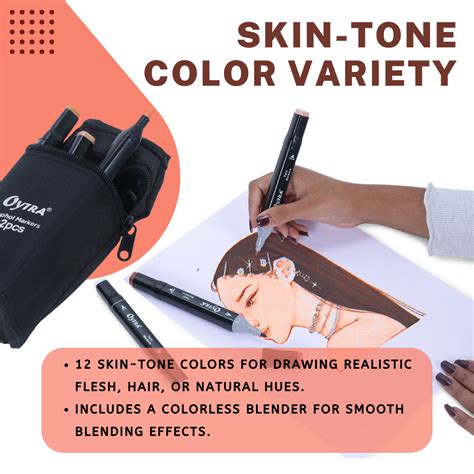 12 Colors Skin Tone Alcohol Based Markers Dual Tip for Manga Anime – Oytra