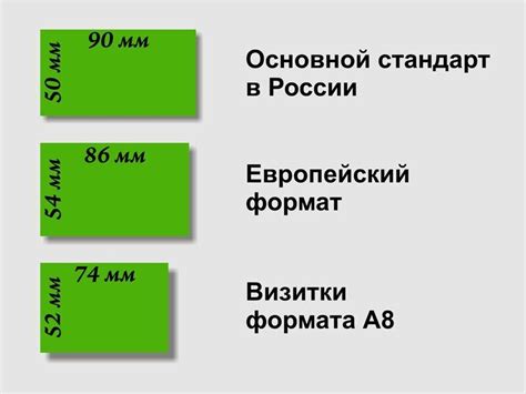 Стандарты визиток, размеры визиток, типы визиток, заказать визитки в спб