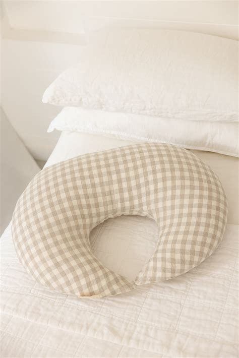 Nursing Pillow & Cover- Moon Shape- Gingham – Linen Label