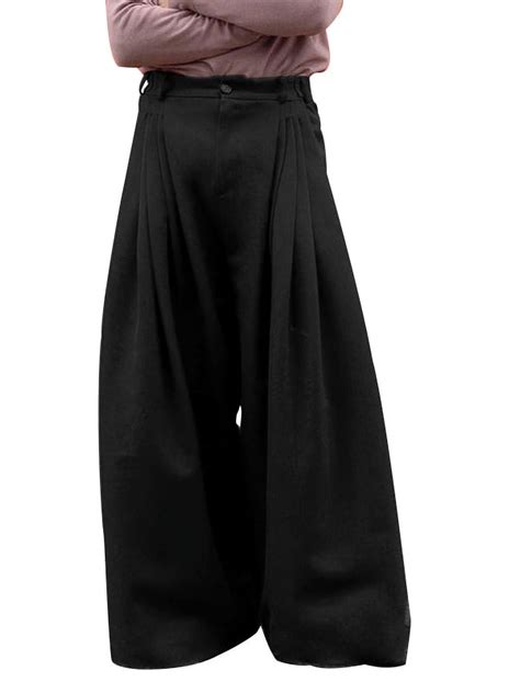 INCERUN Men's Polyester Wide Leg Pants, High Waist, Casual Baggy ...