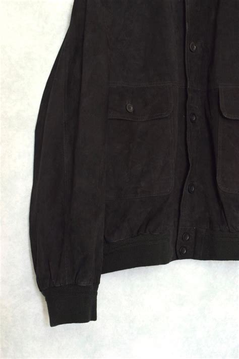 old " peruzzi " black nubuck leather jacket / made in italy / size L ...