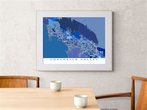 Coachella Valley California Map Wall Art Print Poster, Blue Geometric ...