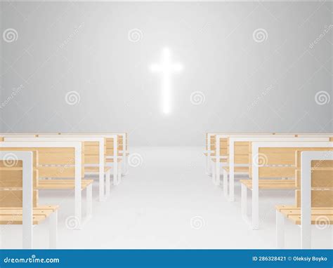 Generic Bright Modern Church 3d Rendering, Large Glowing Christian ...
