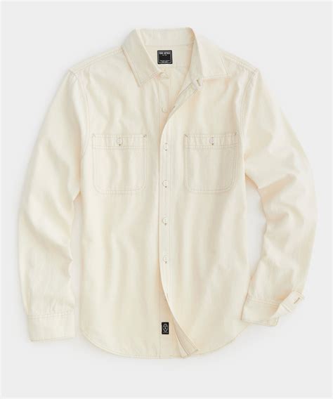 Japanese Chambray Work Shirt in Off White - Todd Snyder | The Ultimate ...
