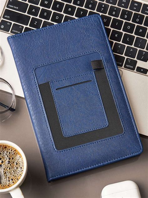Edgemont - A5 Faux Leather Notebook with Phone Pocket & Pen Loop - Blu ...