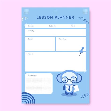 Cute monocolor teacher education lesson plan | Free Vector