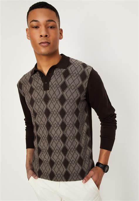 Buy Men Argyle Knitted Polo T-shirt Online at just Rs. 999.0 ...