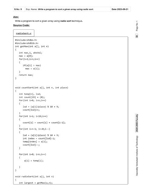 Image result for Program of Radix Sort