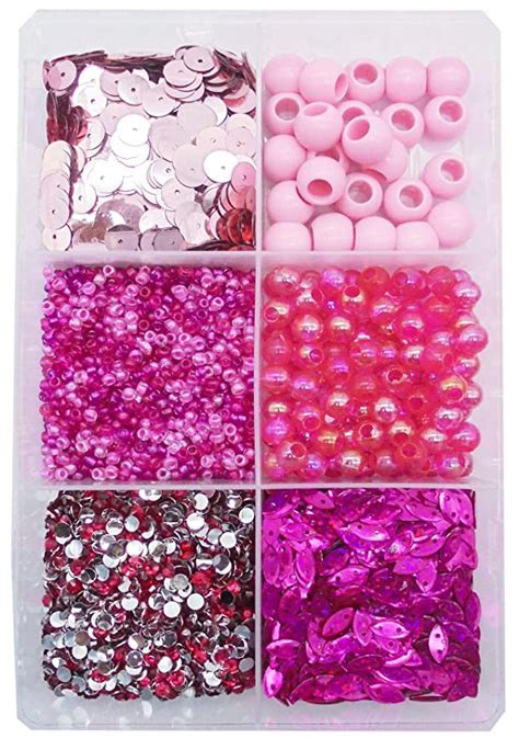 eshoppee 200 gm Pink Color Multi Shape Handmade Seed Bead Sitara ...
