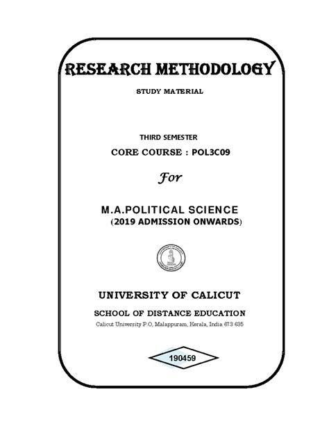Research Methodology POL3C09: Study Material for M.A. Political Science ...