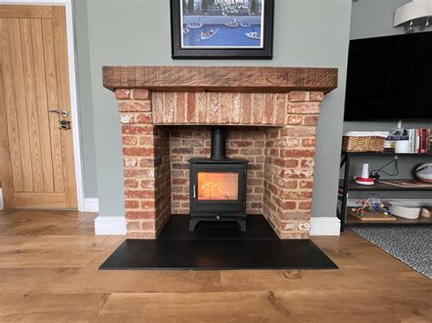 Contemporary Brick Fireplace Installation in Hook, Hampshire - Log ...