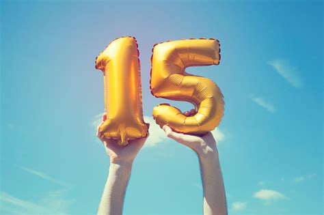 Gold Number 15 Balloon Stock Photo - Download Image Now - iStock