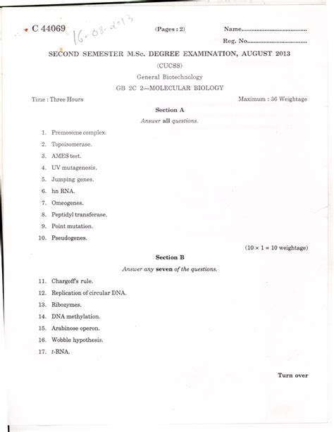 Molecular Biology-2013- Previous question paper - General biotechnology ...
