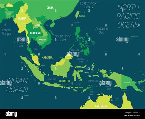 Labeled Political Map Of The South And East Asia Map Of Asia Drawing