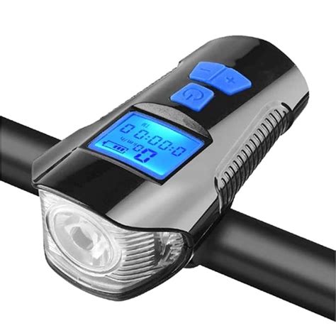 Techista USB Rechargeable LCD Display Mountain Cycle Led Light 3 in 1 ...