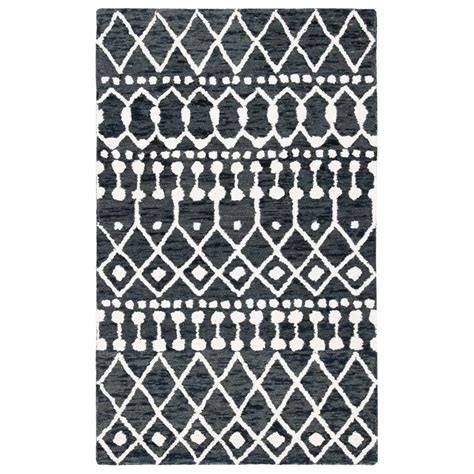 SAFAVIEH Blossom Aspen Geometric Wool Runner Rug, Black/Ivory, 2'3" x 5 ...