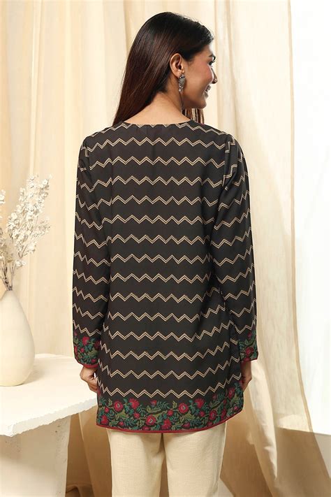 Buy Black Printed Straight Short Kurta Online at Biba India
