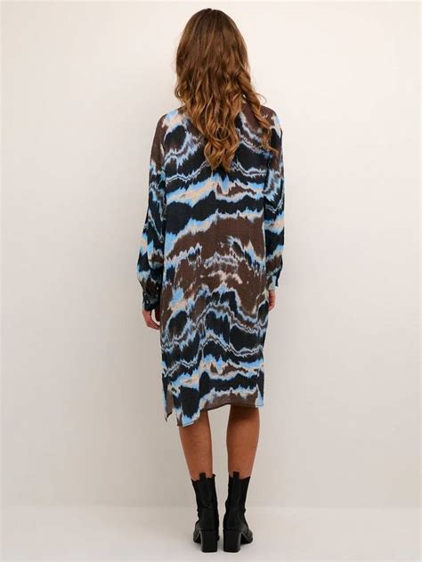 KAFFE Susana Knee Length Shirt Dress, Brown/Multi